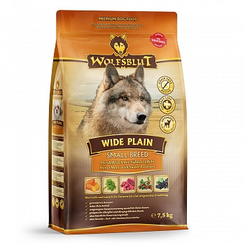 Wolfsblut - Сухой корм для собак мелких пород Wide Plain Small Breed (Широкая равнина с кониной, бататом, зеленью и ягодами). 